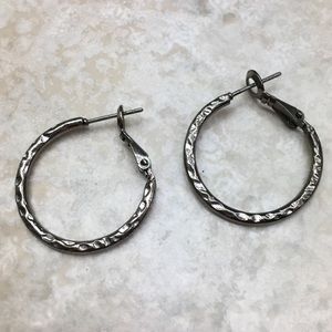 Dark Silver Textured Earrings/Hoops (2cm diameter)